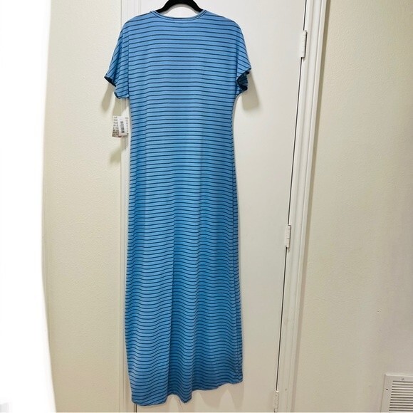 NWT Lularoe Blue & Charcoal Striped Maria Maxi Dress in Women's Size Small (6-8) - Picture 6 of 7